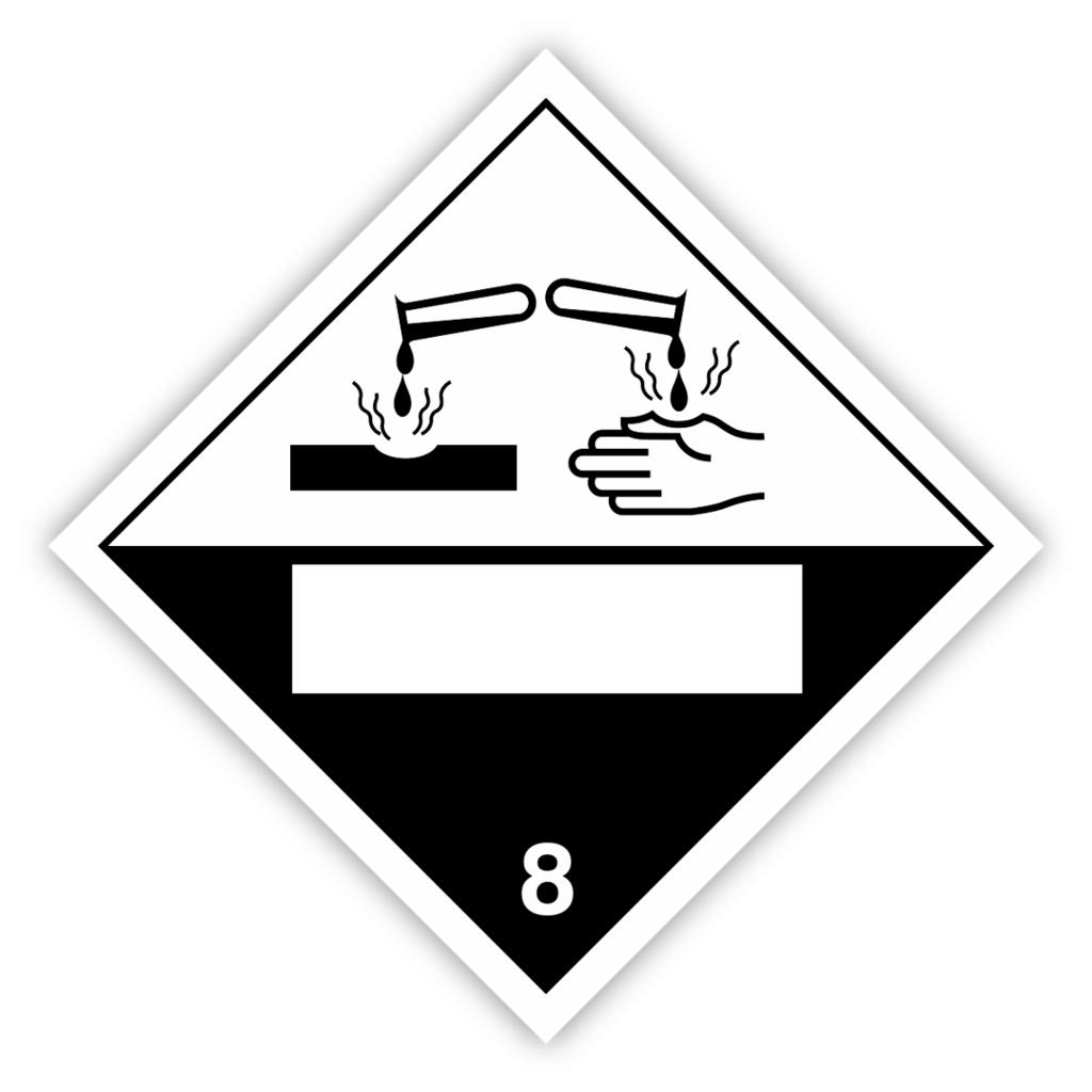 Gefahrzettel Kl. 8.0 "UN" Anfertigung Aufkleber